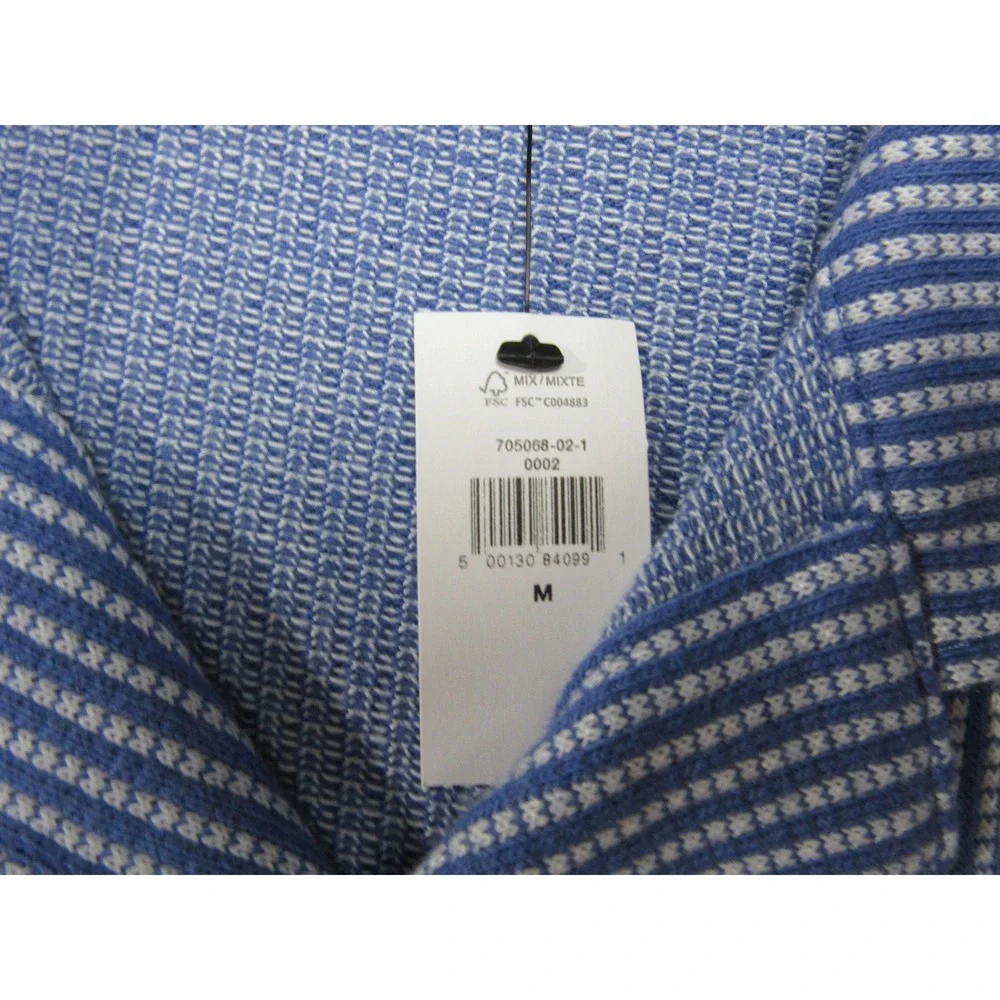 Banana Republic Polo Shirt Mens Medium Blue Striped Short Sleeve Pocket Pique